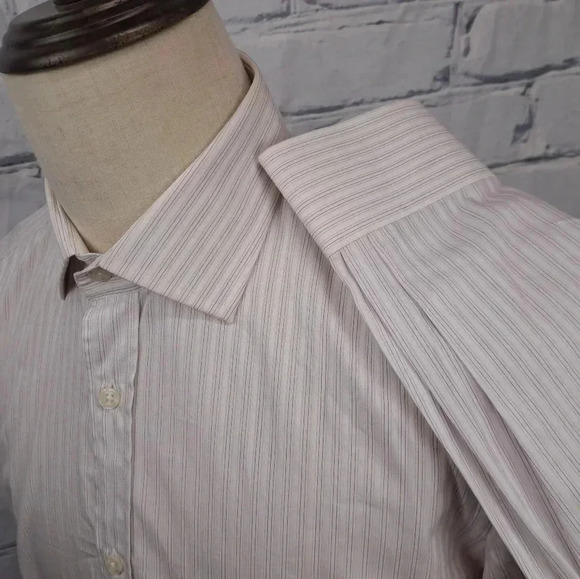 NWT Burberry Mens Dress Shirt White Pink Striped Current Tag Size 16 x 35 /41 EU - Picture 2 of 16